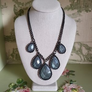 Blue Teardrop 5 Stone Necklace